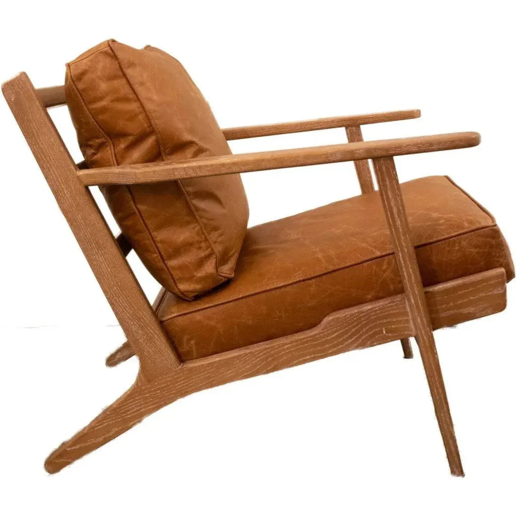 Junior Leather and Wood Brown Arm Chair -- view 5