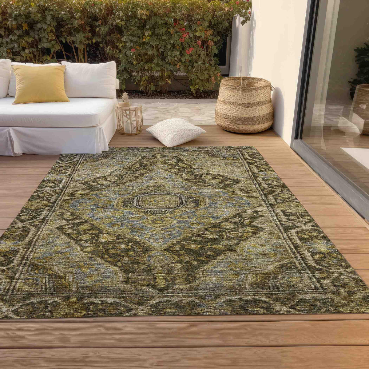 Kaelanor Brown Washable Indoor-Outdoor Rug -- brown