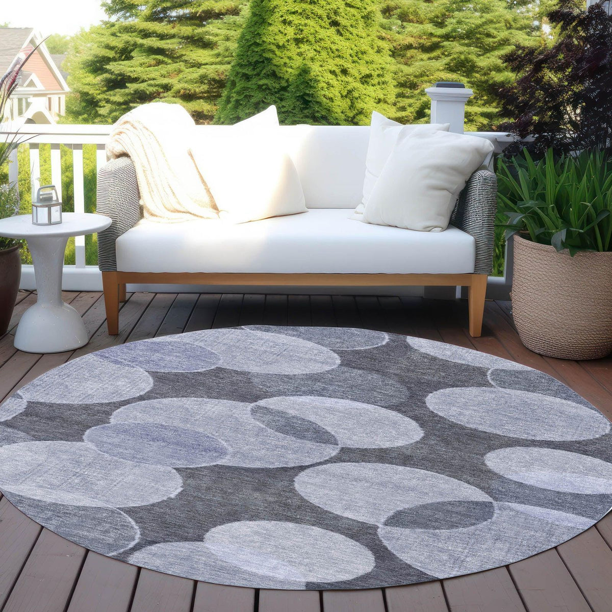 Jaelanor Blue Washable Indoor-Outdoor Rug