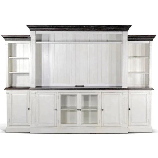 124" Entertainment Wall Unit TV Stand Media Console White Entertainment Wall Unit Sideboards and Things By Sunny D