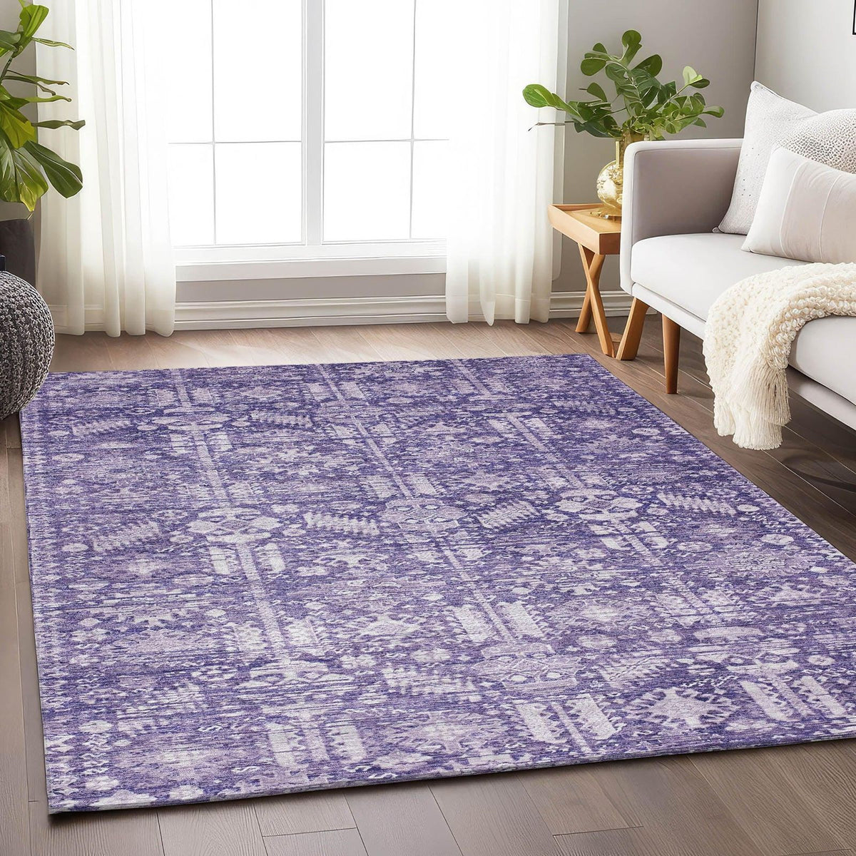 Laearis Purple Washable Indoor-Outdoor Rug -- purple