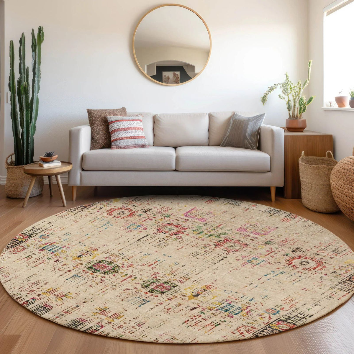Haelon Beige Washable Indoor-Outdoor Rug