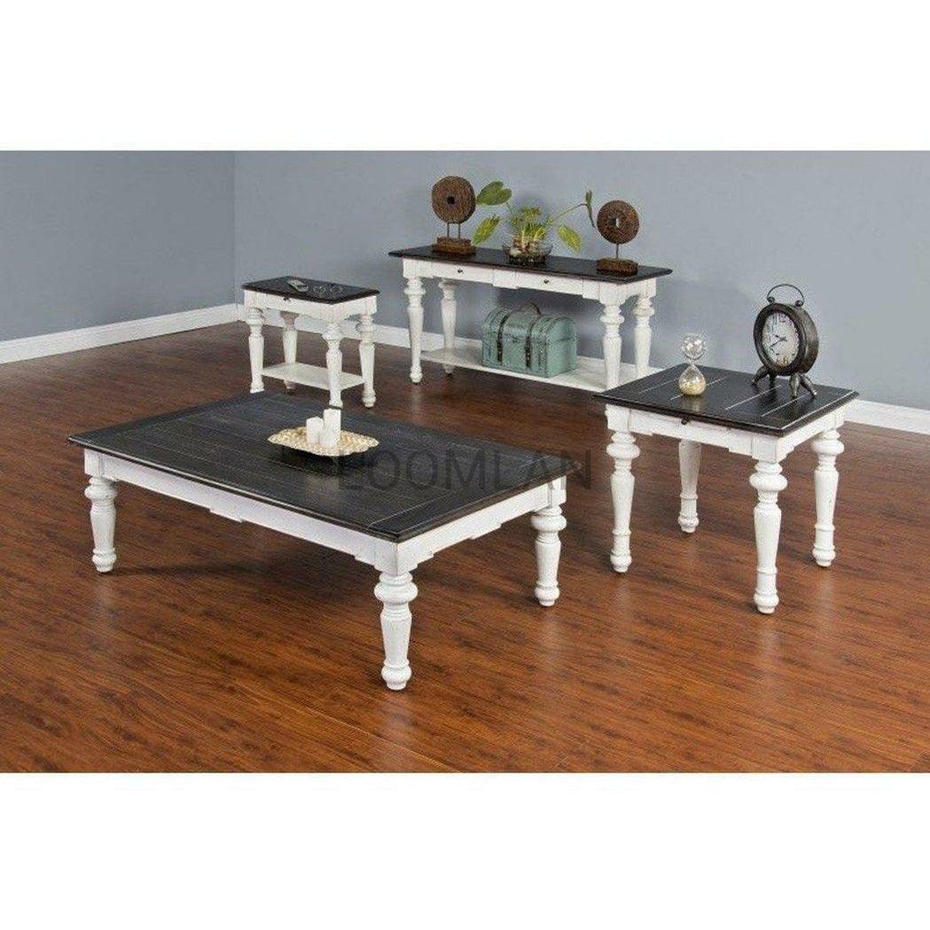 13" Narrow White and Distressed Black Wood Accent End Table Side Tables Sideboards and Things By Sunny D