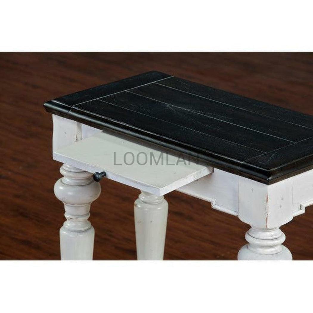 13" Narrow White and Distressed Black Wood Accent End Table Side Tables Sideboards and Things By Sunny D