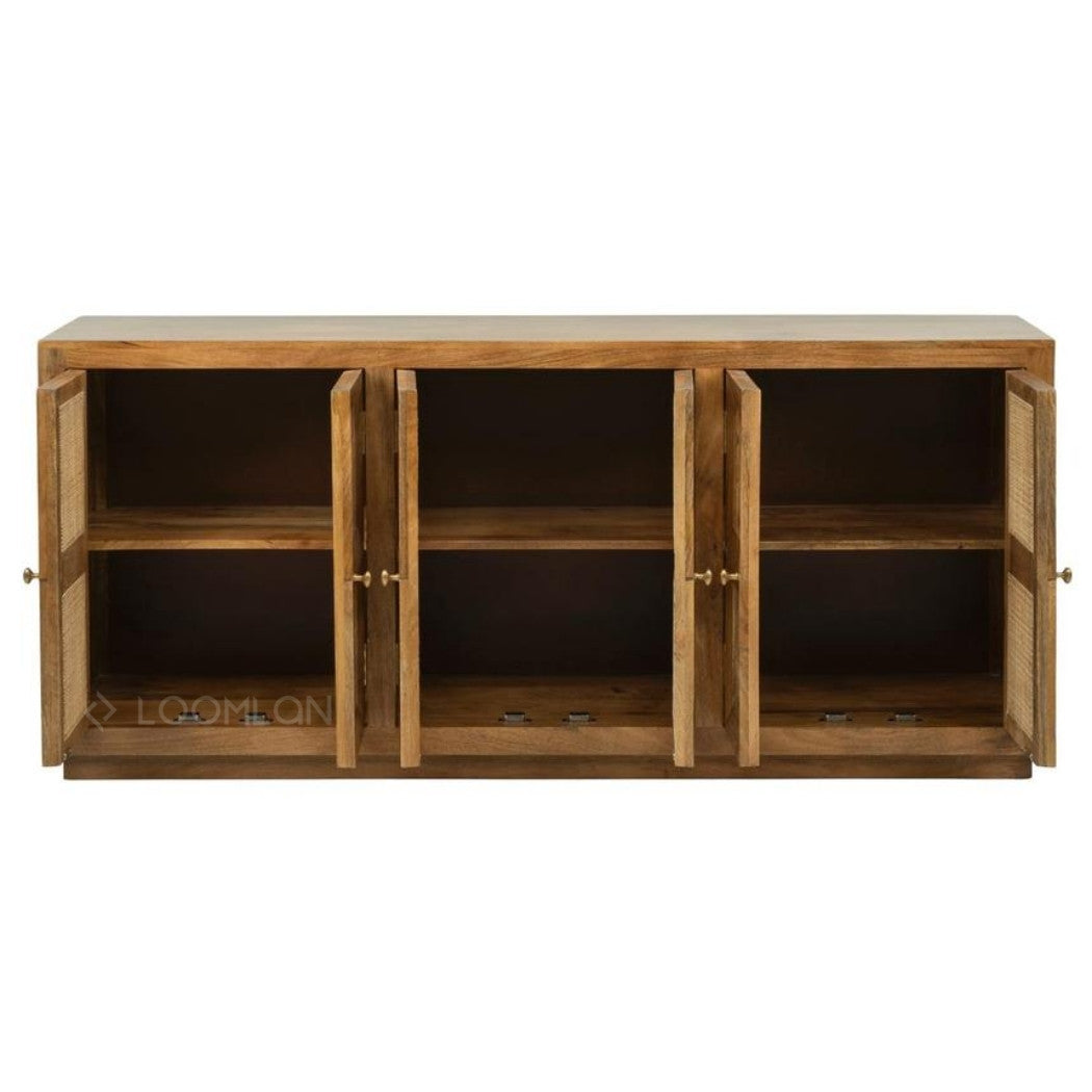 LOOMLAN Marentha Six Doors Natural Wooden Sideboard