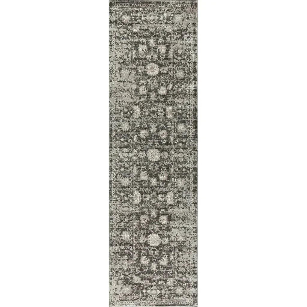 Dahl Floral Distress Gray Kitchen Hallway Runner Rug - LOOMLAN - LOOMLAN - Area Rugs