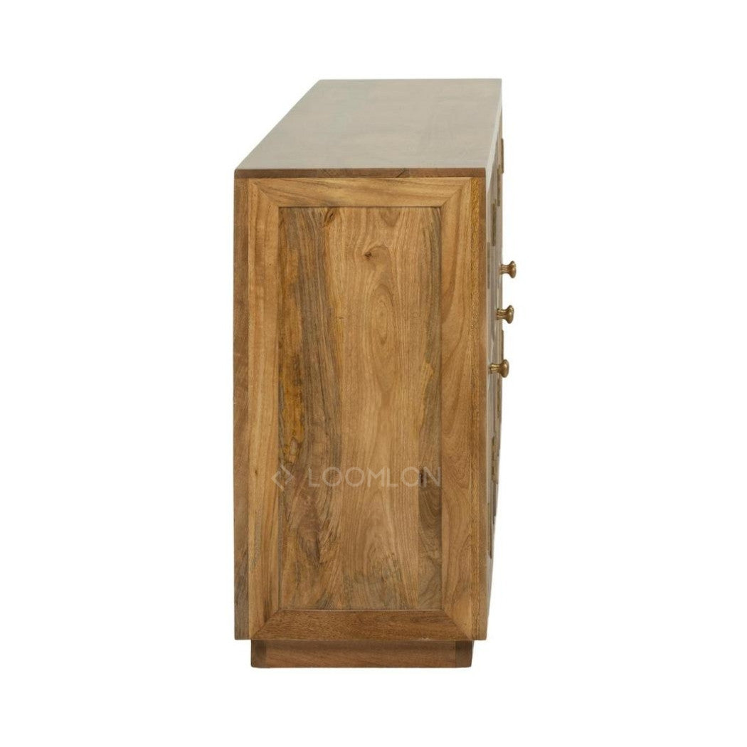 LOOMLAN Marentha Six Doors Natural Wooden Sideboard