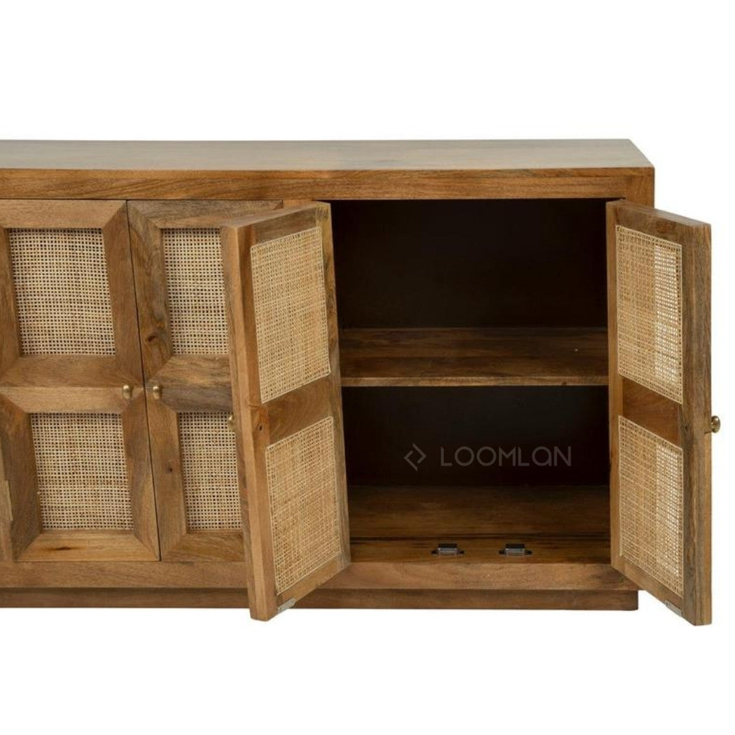 LOOMLAN Marentha Six Doors Natural Wooden Sideboard