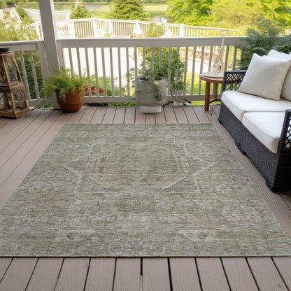 Iriir Gray Washable Indoor-Outdoor Rug