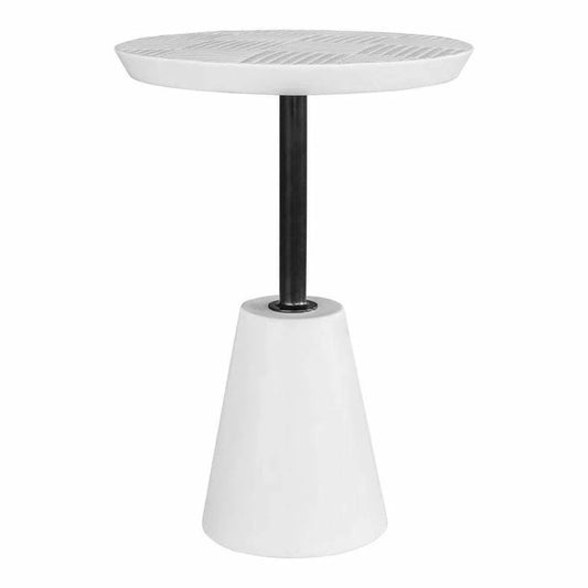 13.25 Inch Outdoor Accent Table White Contemporary Outdoor Side Tables LOOMLAN By Moe's Home