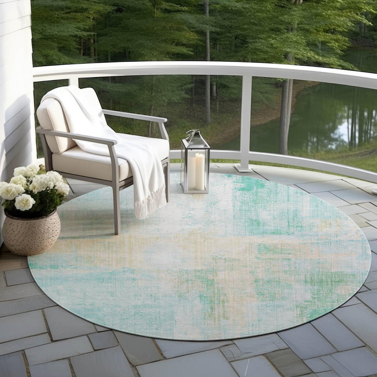 Jaelor Teal Washable Indoor-Outdoor Rug