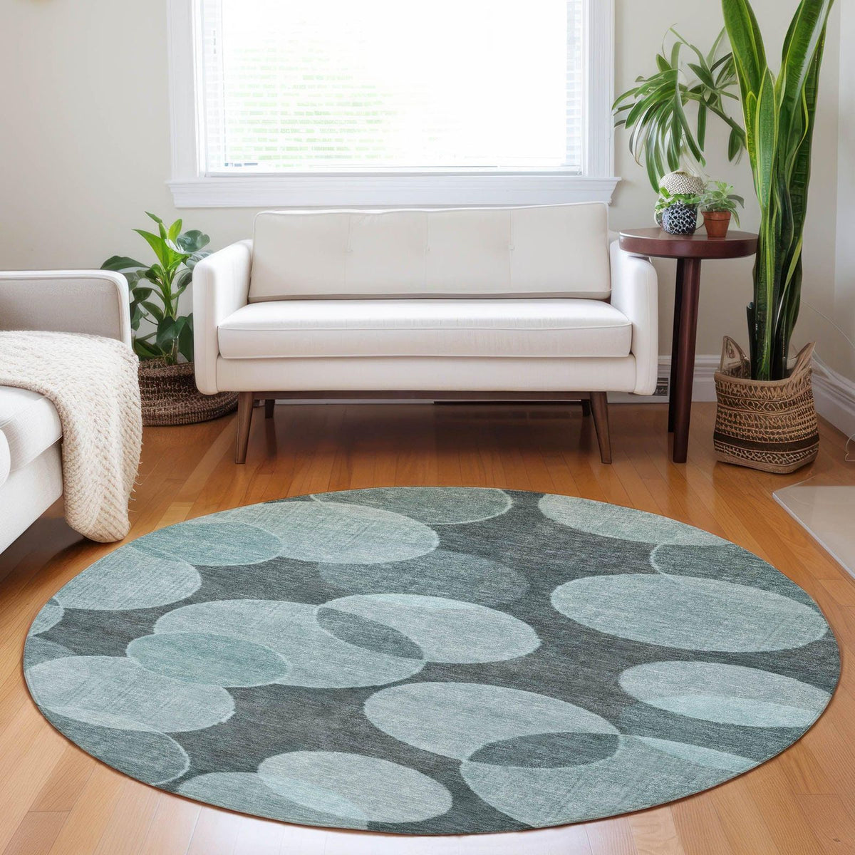 Jaelanor Teal Washable Indoor-Outdoor Rug