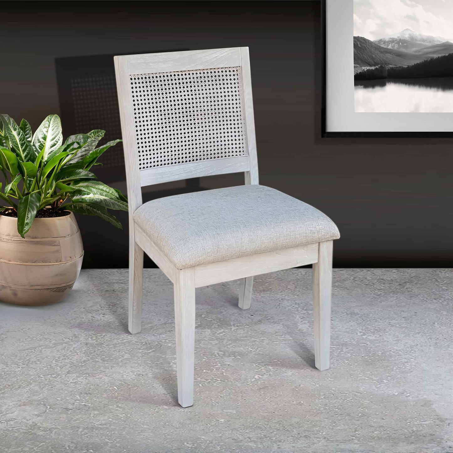 Sunny D Noah Cane Back Armless Dining Chair 2PC