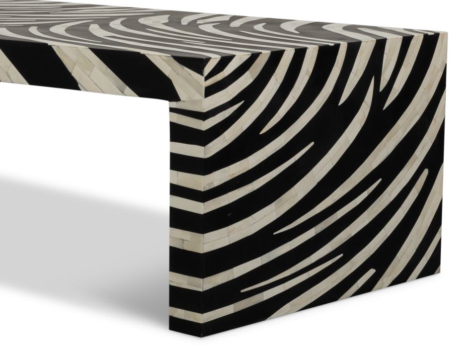Meridian 51" Bone Inlay Coffee Table -- Black,White
