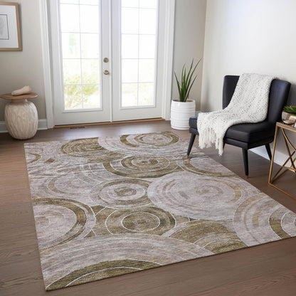 Jaelain Brown Washable Indoor-Outdoor Rug -- brown