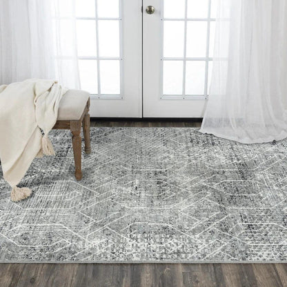Coll Geometric Gray Large Area Rugs For Living Room -- gray
