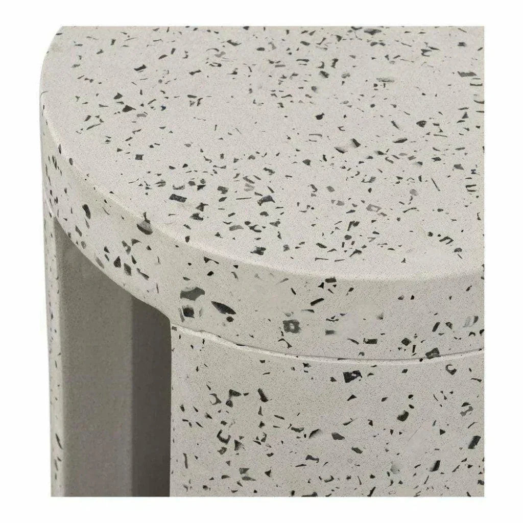 15 Inch Outdoor Stool White Contemporary-Garden Stools-Moe's Home-LOOMLAN