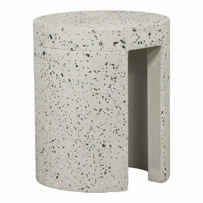 15 Inch Outdoor Stool White Contemporary-Garden Stools-Moe's Home-LOOMLAN