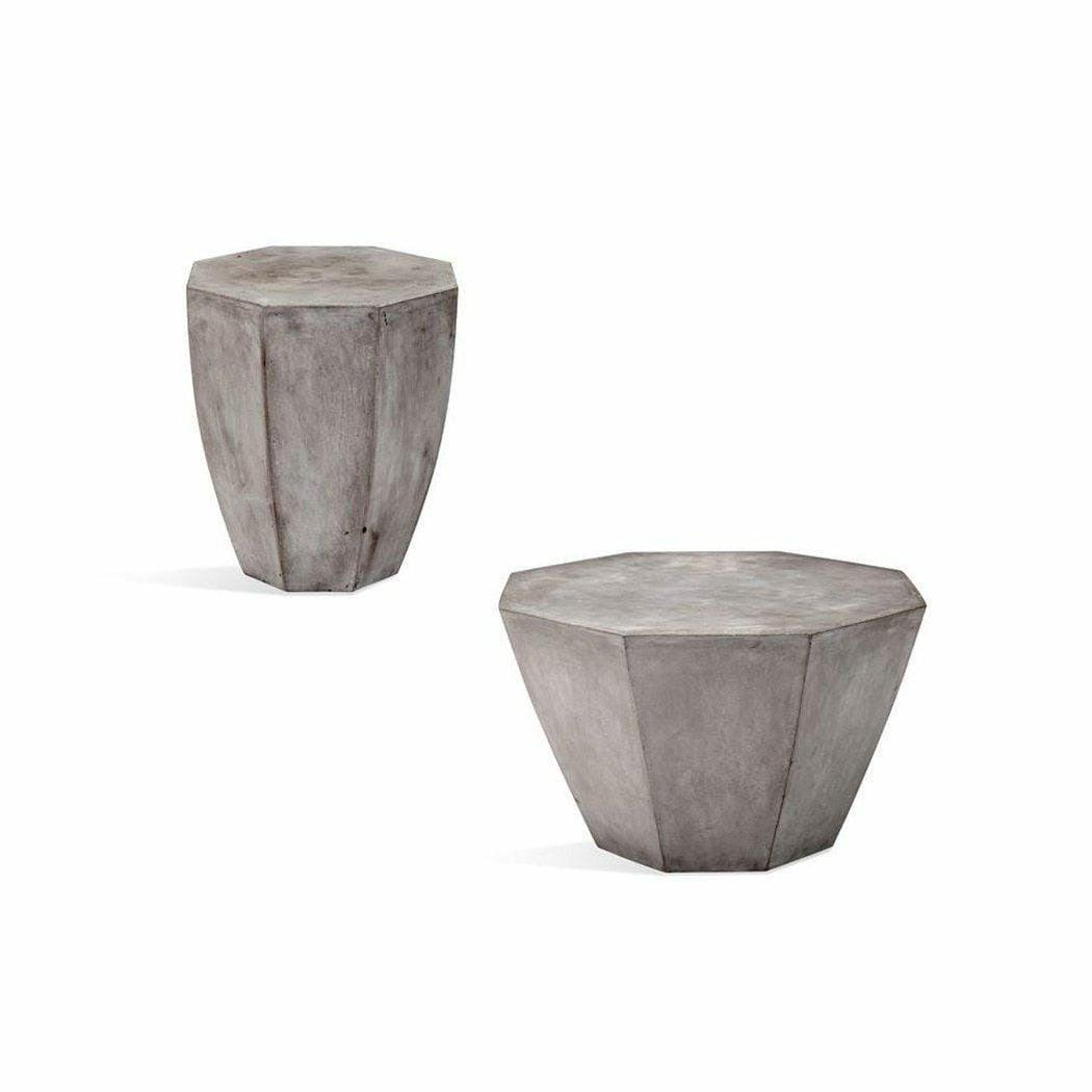 15" Octagon Round Concrete Grey Accent Side Table Side Tables Sideboards and Thangs By Bassett Mirror
