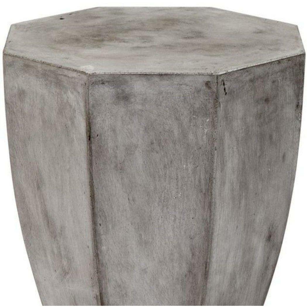 15" Octagon Round Concrete Grey Accent Side Table Side Tables Sideboards and Thangs By Bassett Mirror