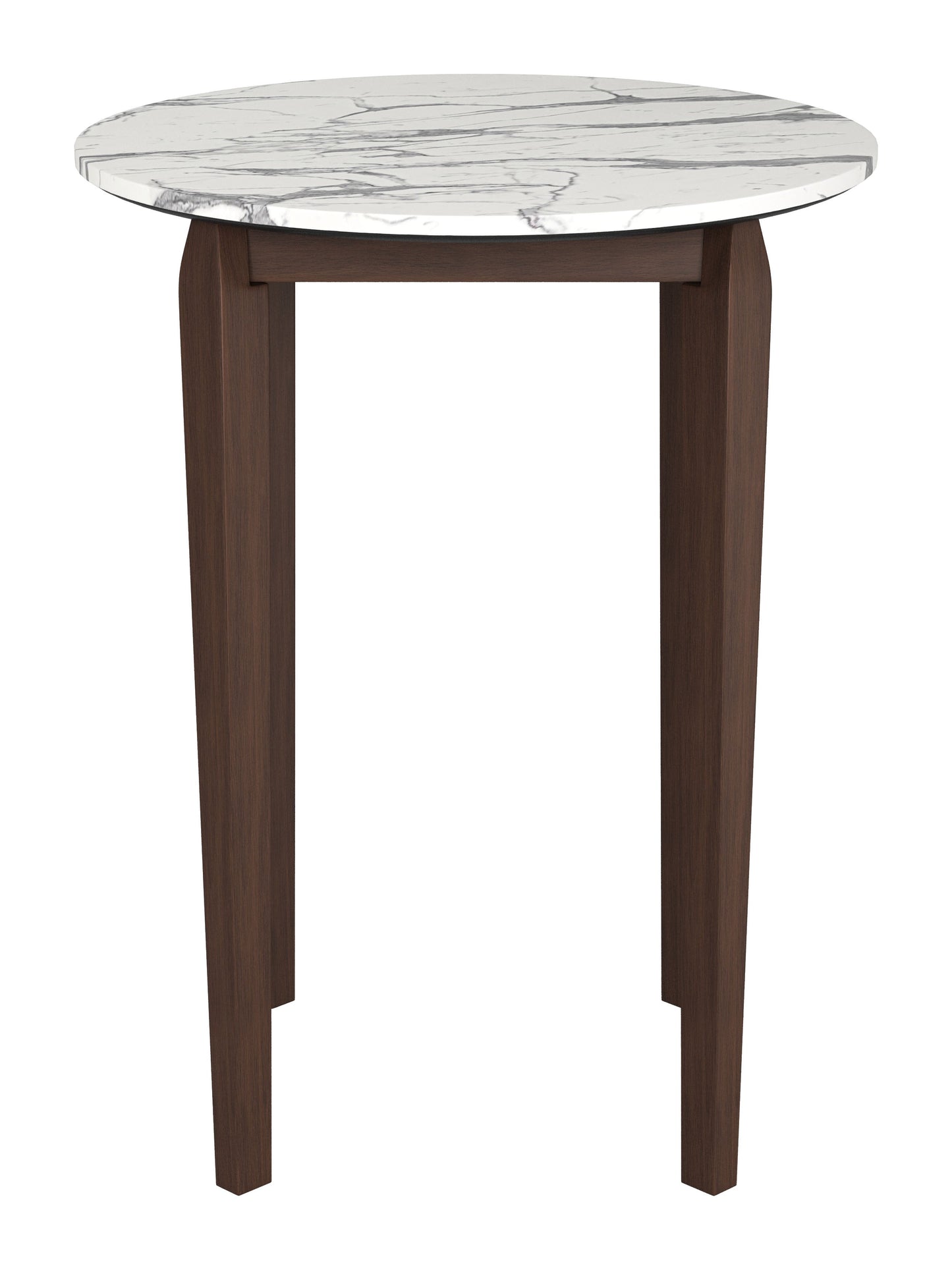 Vernon White Stone and Wood Round Bar Table