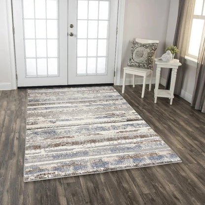 Dero Stripe Blue Large Area Rugs For Living Room -- blue