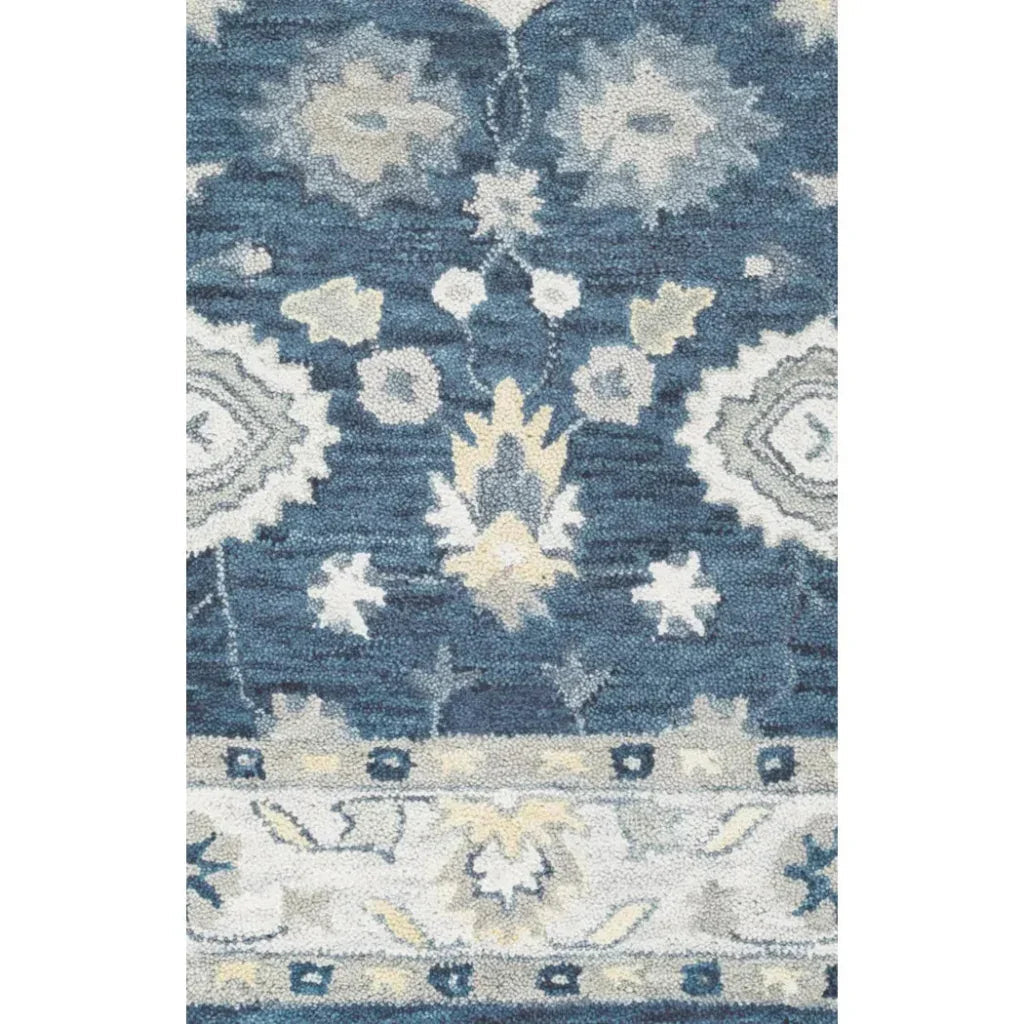 Cors Wool Blue Hallway Kitchen Runner Rug -- blue