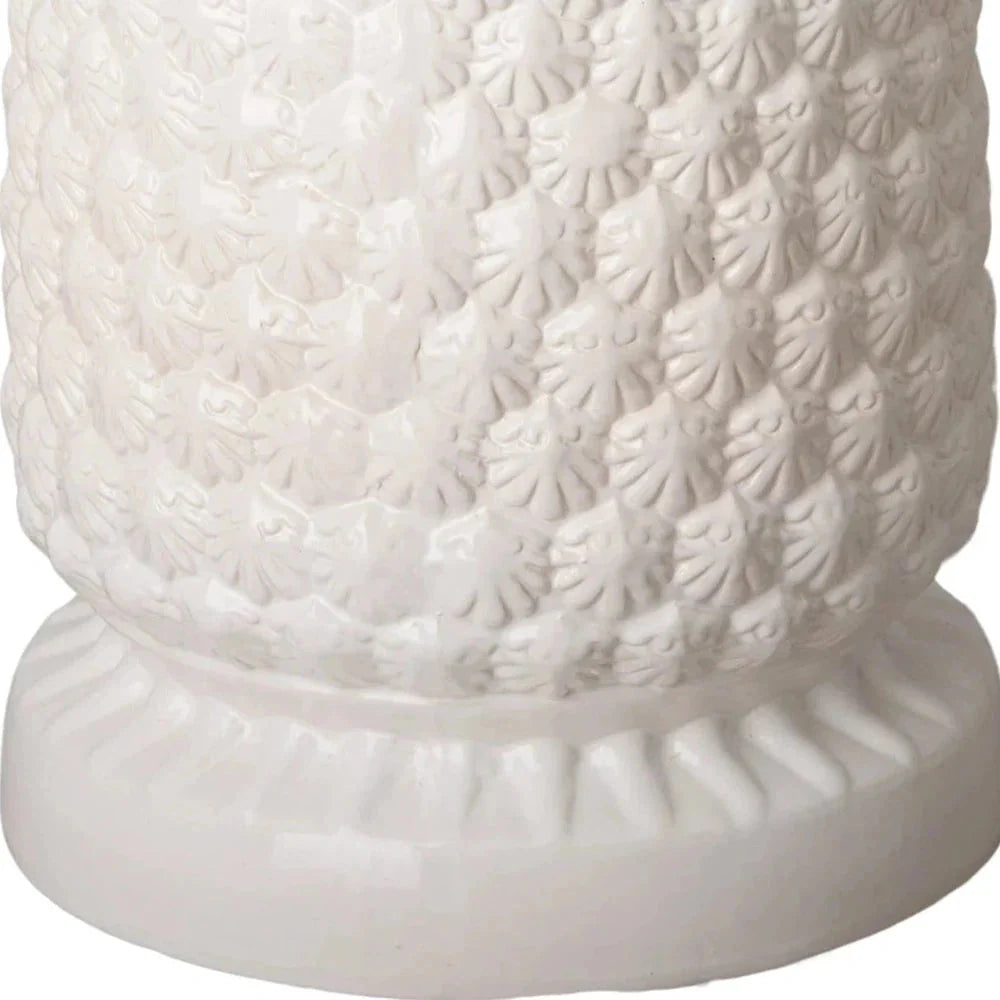 15.5 in. Pineapple White Ceramic Garden Stool-Outdoor Stools-Emissary-Sideboards and Things