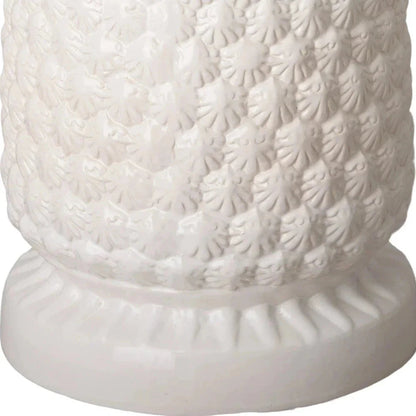 15.5 in. Pineapple White Ceramic Garden Stool-Outdoor Stools-Emissary-Sideboards and Things