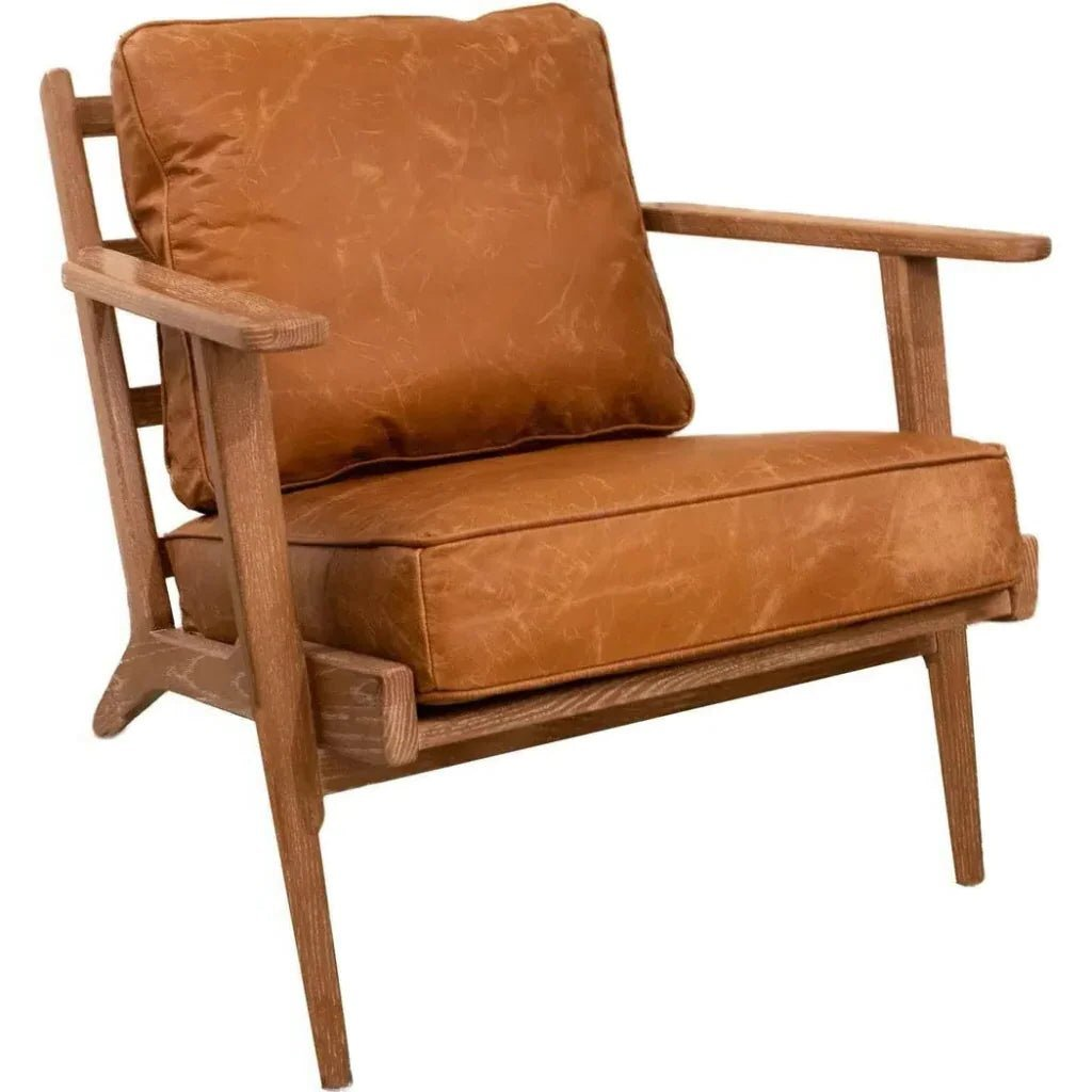 Junior Leather and Wood Brown Arm Chair