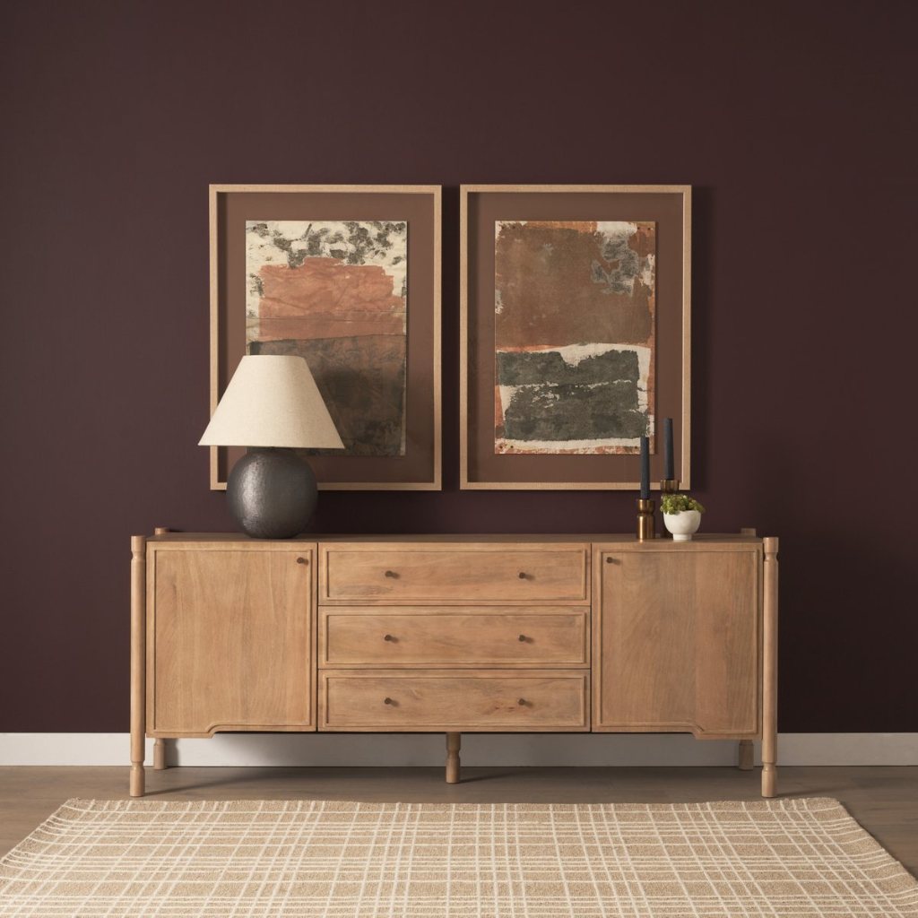Phil 82"W Light Brown Solid Wood 2-Door 3-Drawer Closed Side -- Light Brown