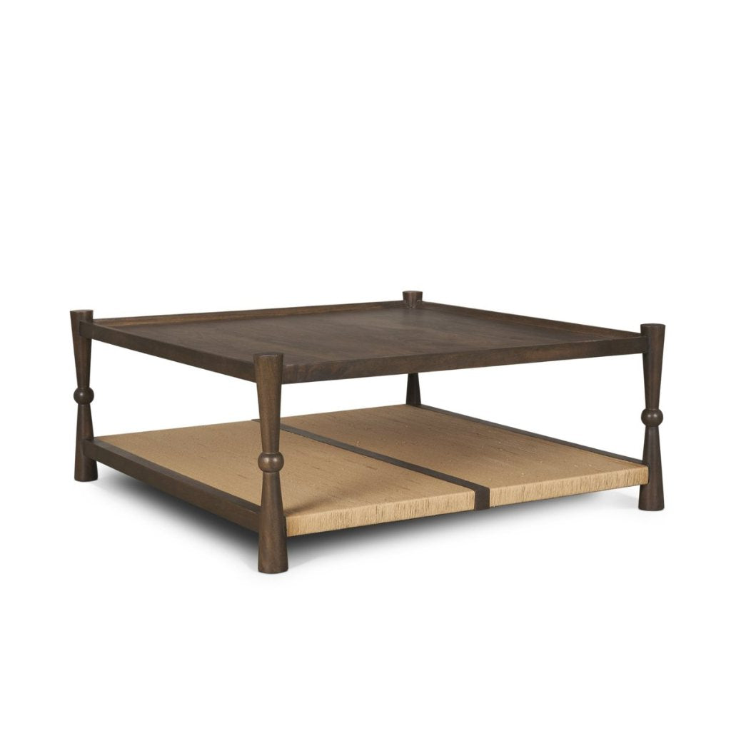 Bondi 42" Dark Brown Mango Wood & Paper Rope Square Coffee T
