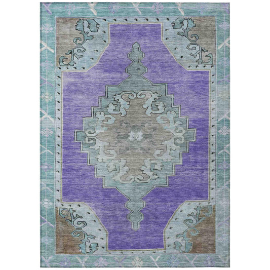 Haelion Purple Washable Indoor-Outdoor Rug