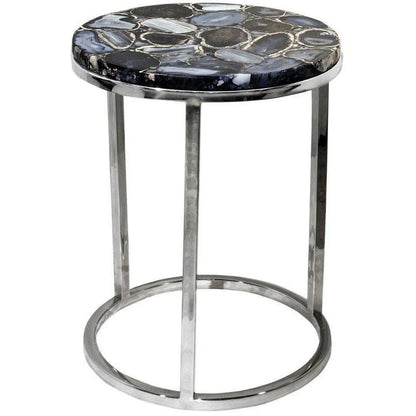 16 Inch Agate Accent Table Silver Contemporary Side Tables LOOMLAN By Moe's Home