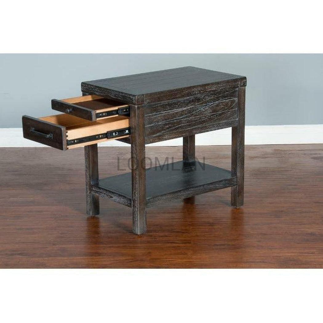 16" Narrow Rectangular Wood End Table 1 Drawer Storage Shelf Side Tables Sideboards and Things By Sunny D