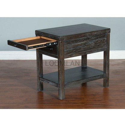 16" Narrow Rectangular Wood End Table 1 Drawer Storage Shelf Side Tables Sideboards and Things By Sunny D