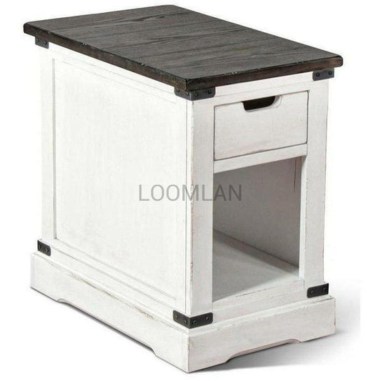 16" Narrow Wood End Table 1 Drawer Storage Cabinet Side Tables Sideboards and Things By Sunny D