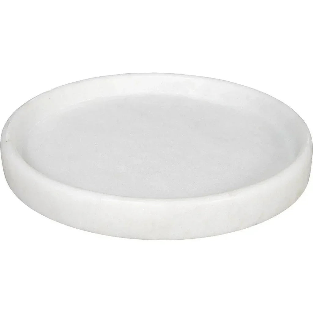 Noir White Round Marble Tray