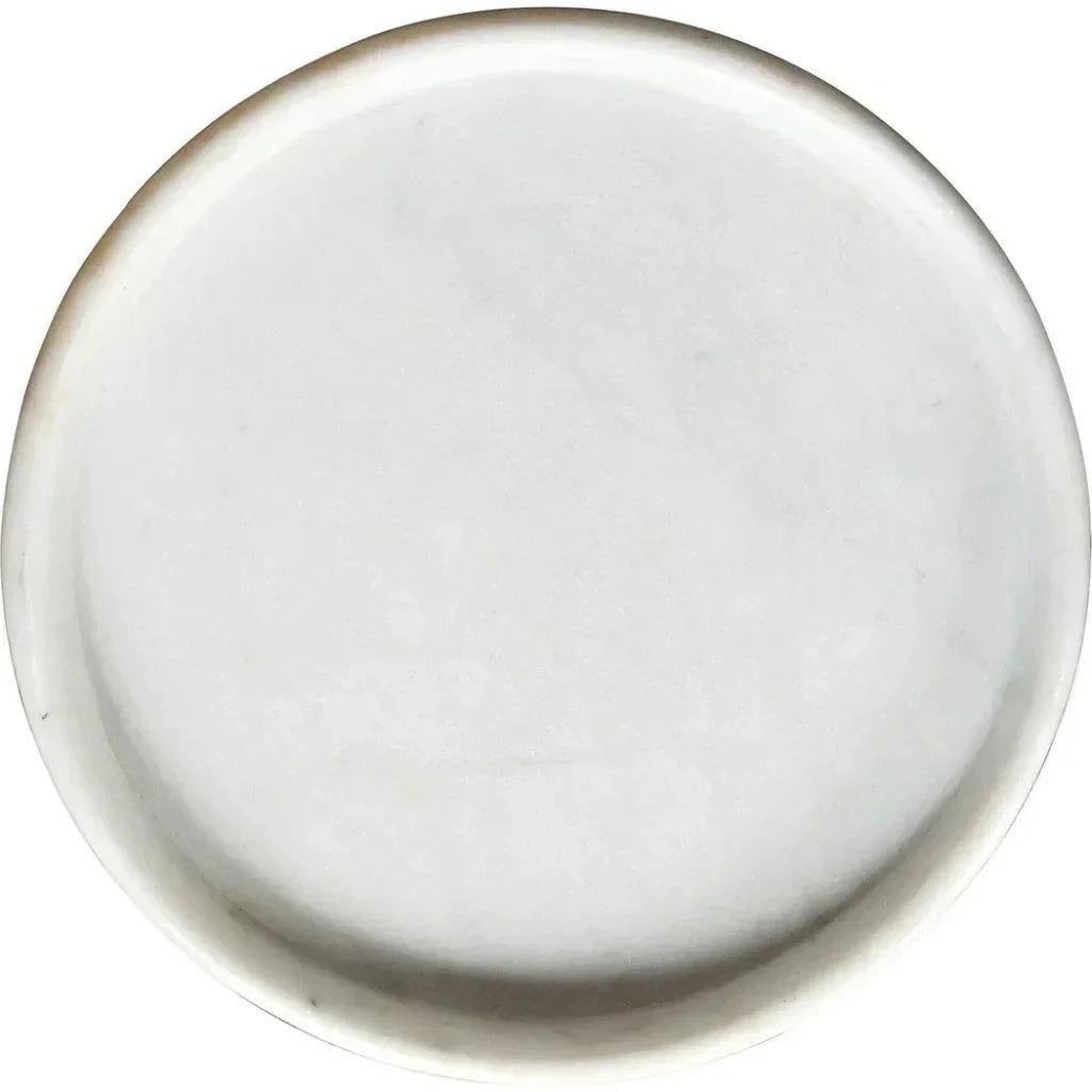 Noir White Round Marble Tray
