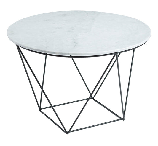 Valencia Marble and Iron White Round Side Table