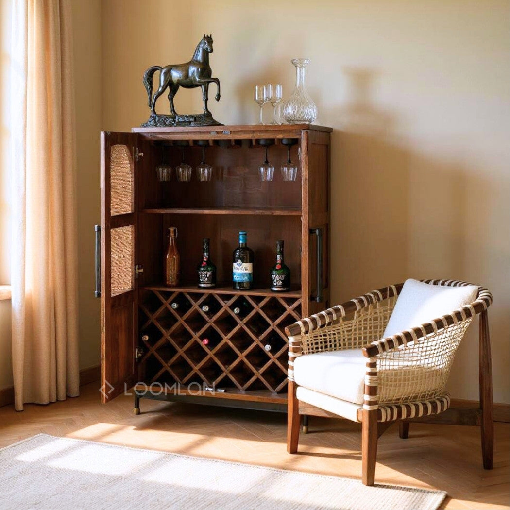 Jornessa Wooden Brown Bar Cabinet