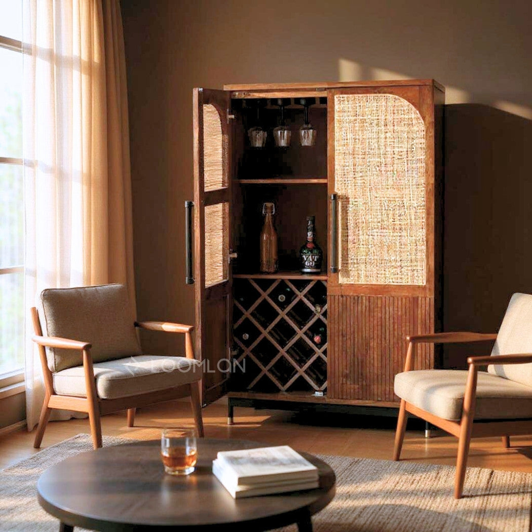 Jornessa Wooden Brown Bar Cabinet