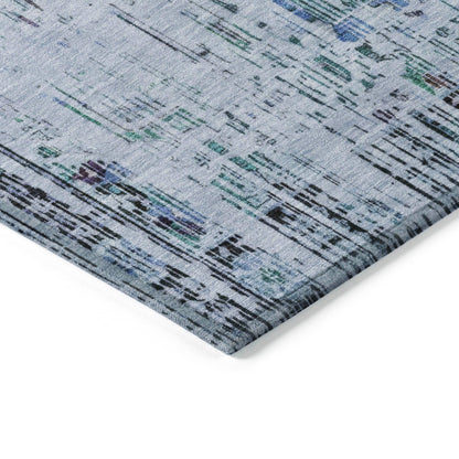 Haelon Blue Washable Indoor-Outdoor Rug