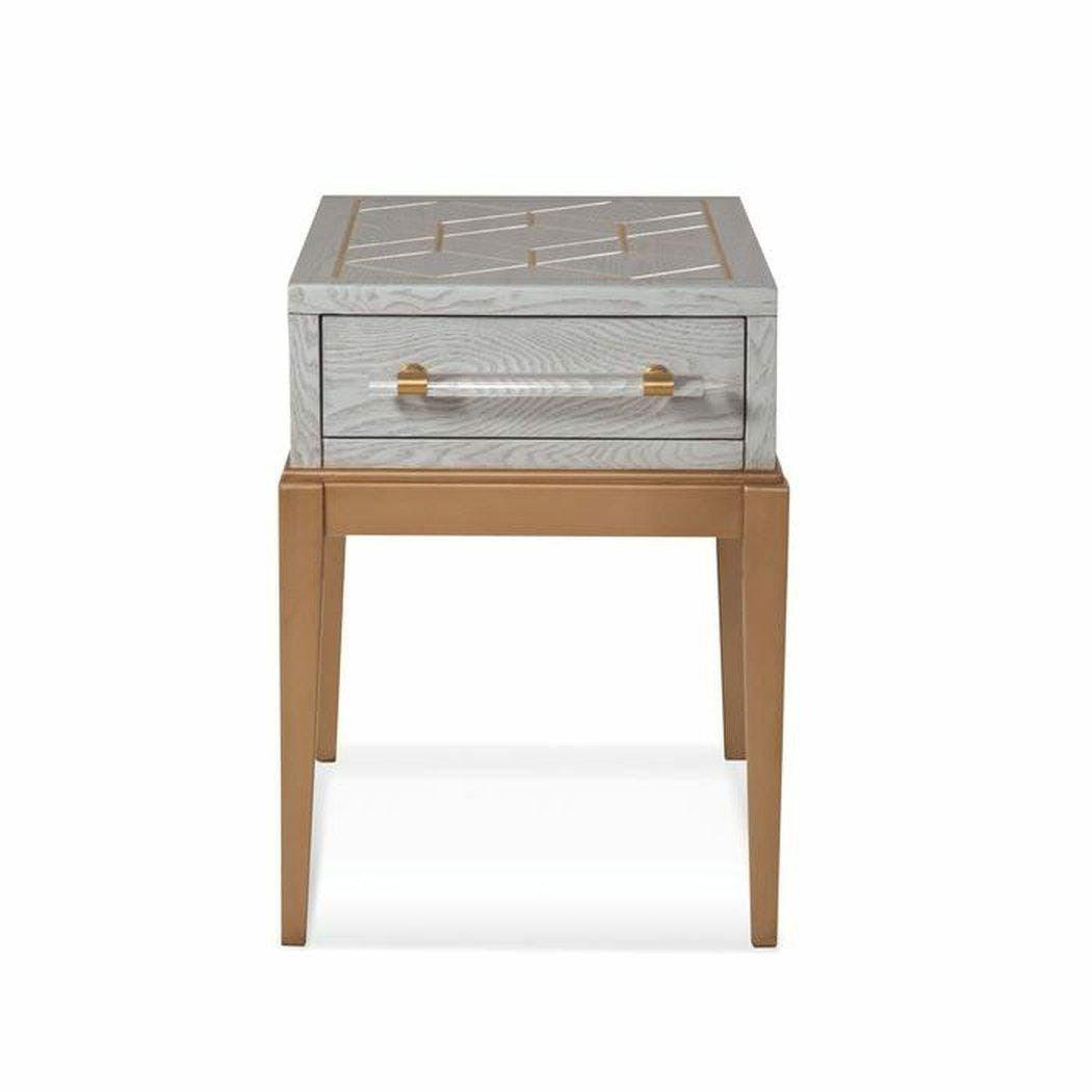 17" Grey Rectangle Side Table With Drawers Side Tables Sideboards and Thangs By Bassett Mirror