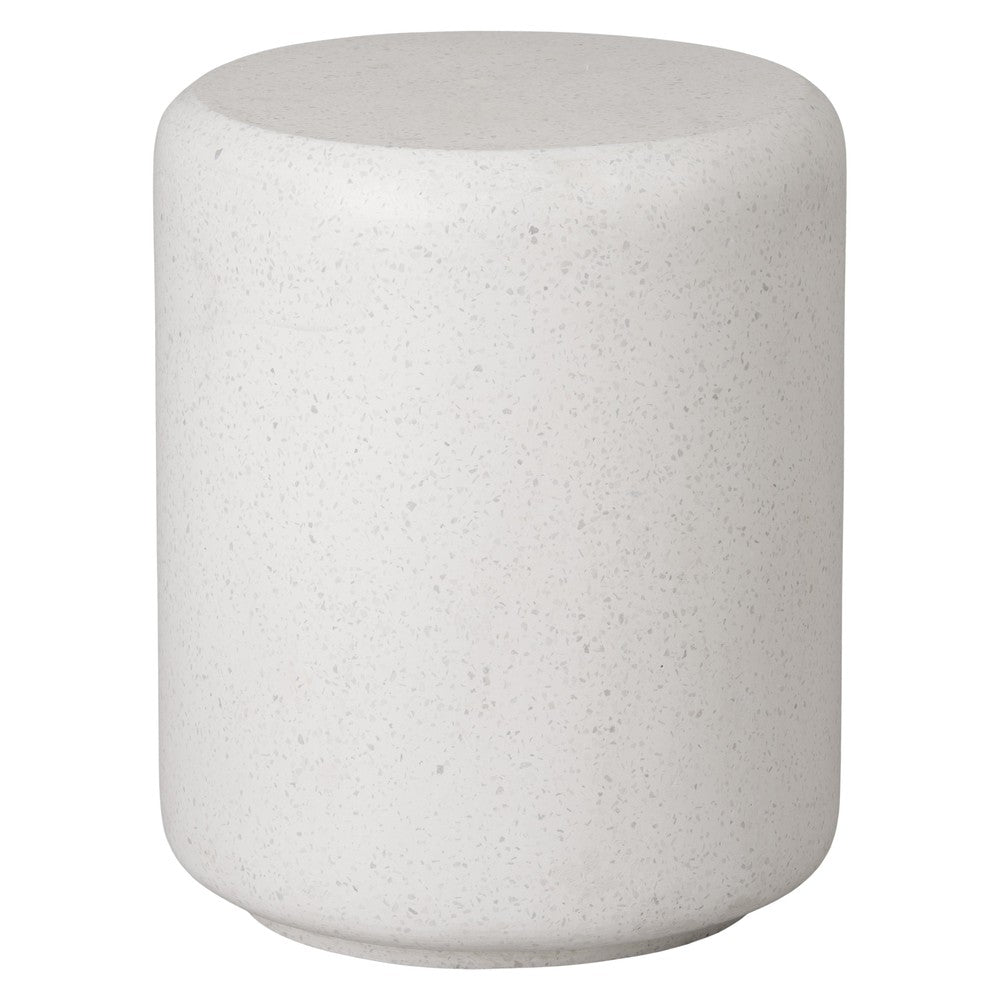 17 in. Caemen Cylinder Terrazzo Garden Stool-Outdoor Stools-Emissary-White-Sideboards and Things