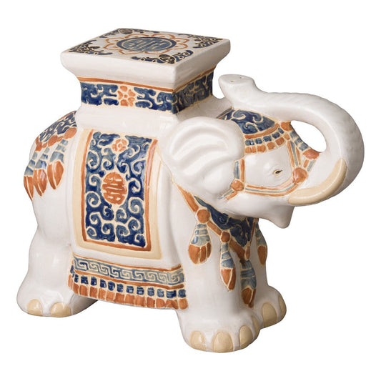 17 in. Elephant Multicolor Outdoor Garden Stool-Outdoor Stools-Emissary-Sideboards and Things