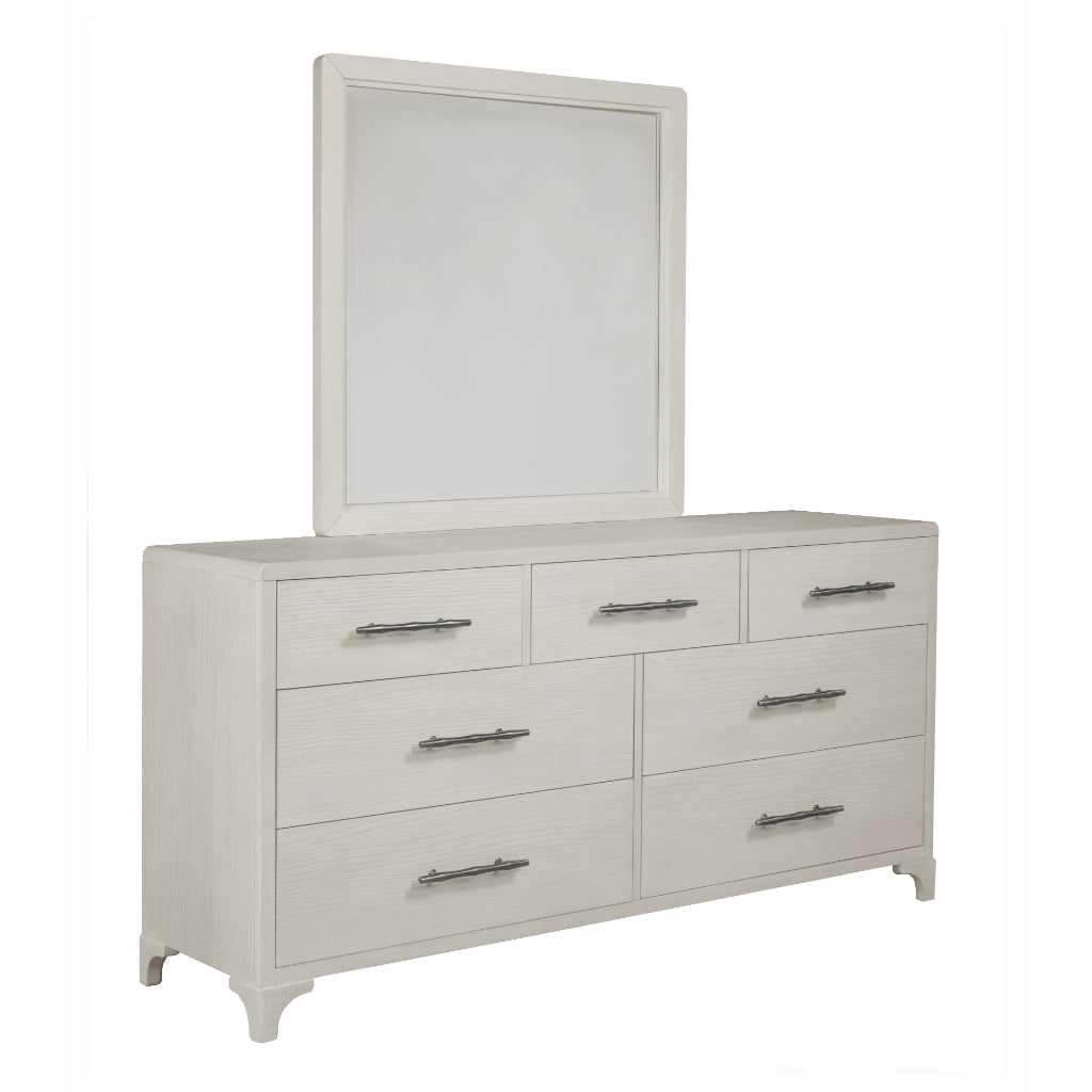 Abaco Seven Drawers White Dresser With Mirror
