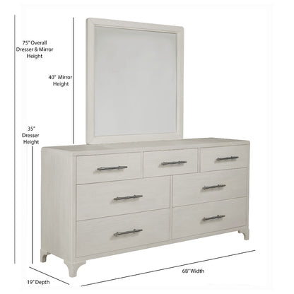 Abaco Seven Drawers White Dresser With Mirror