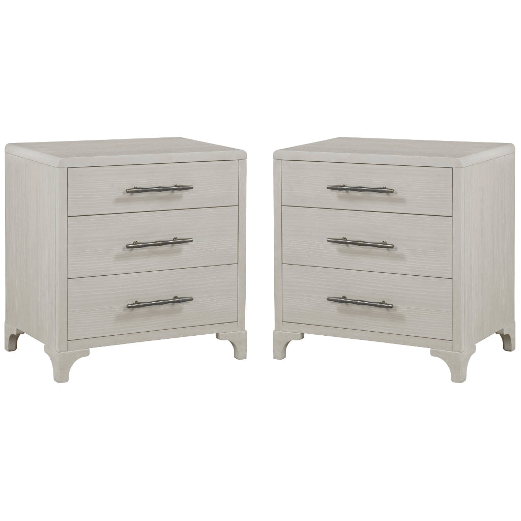 Abaco Three Drawers White Nightstand (Set of 2)