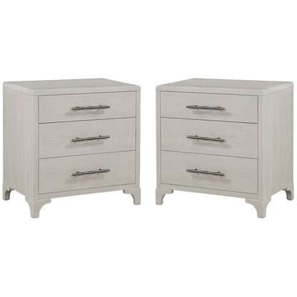 Abaco Three Drawers White Nightstand (Set of 2)